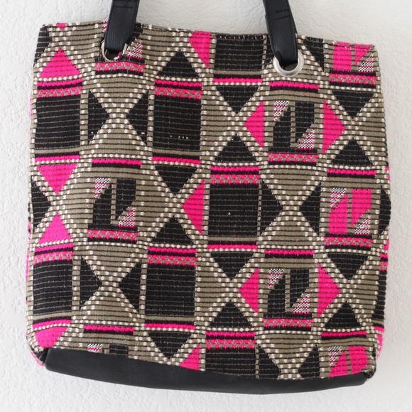 Pink & Green Boho Geometric Corduroy Tote Bag- Pre-owned - Picture 5 of 15
